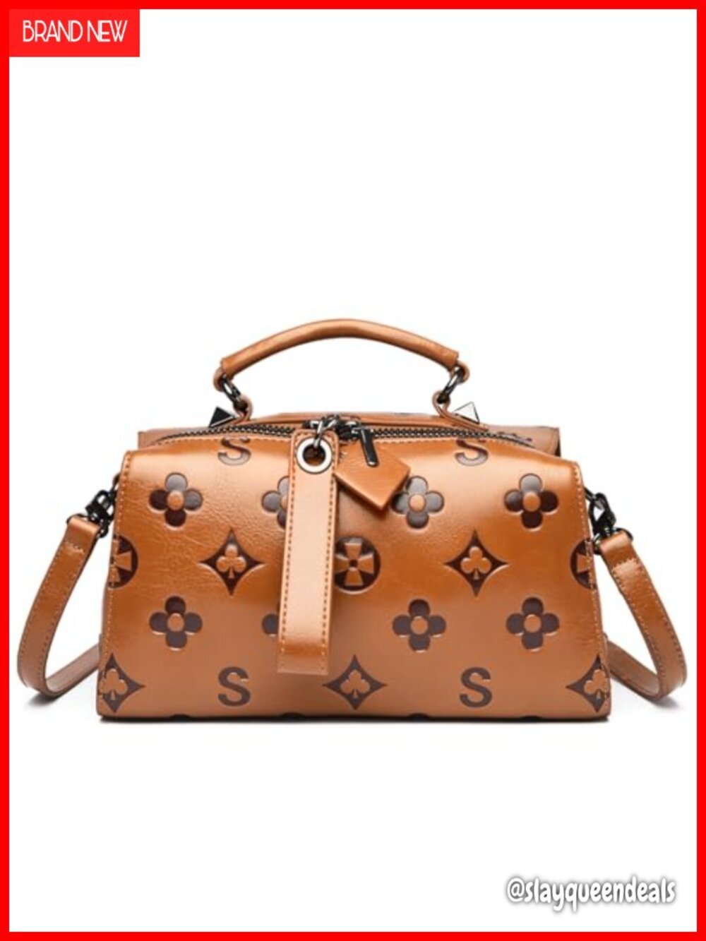 Faux Leather Embossed Small Crossbody Tote Satchel Purse Top Handle